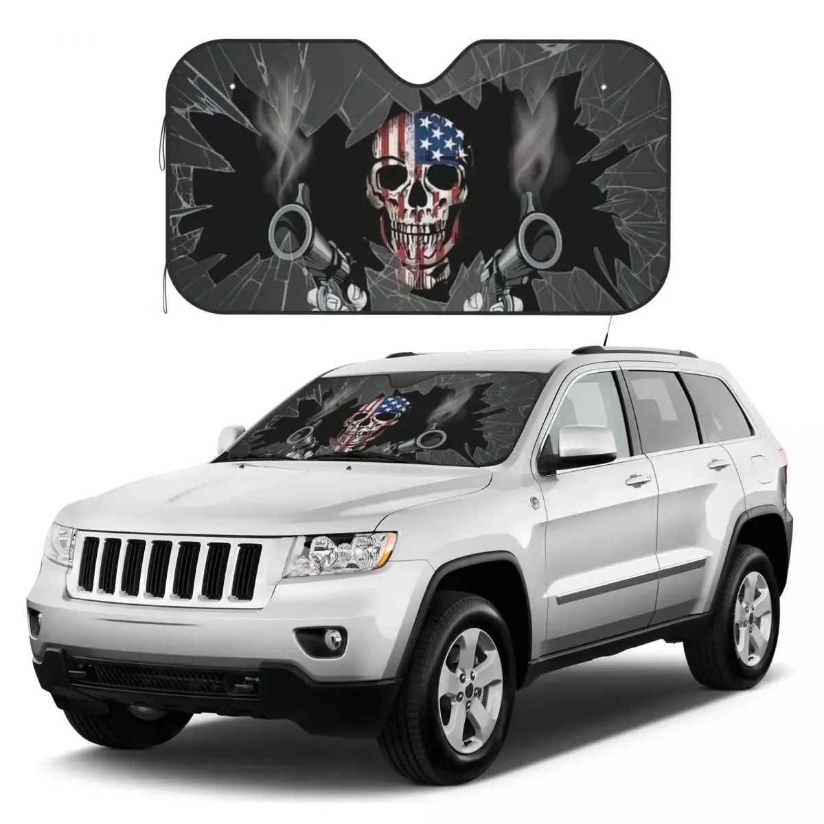 Funny Skeleton Skull Car Windshield Sunshade Foldable Horror Skull Auto Front Window Sunshield SUV Trucks Vehicle Block UV Rays