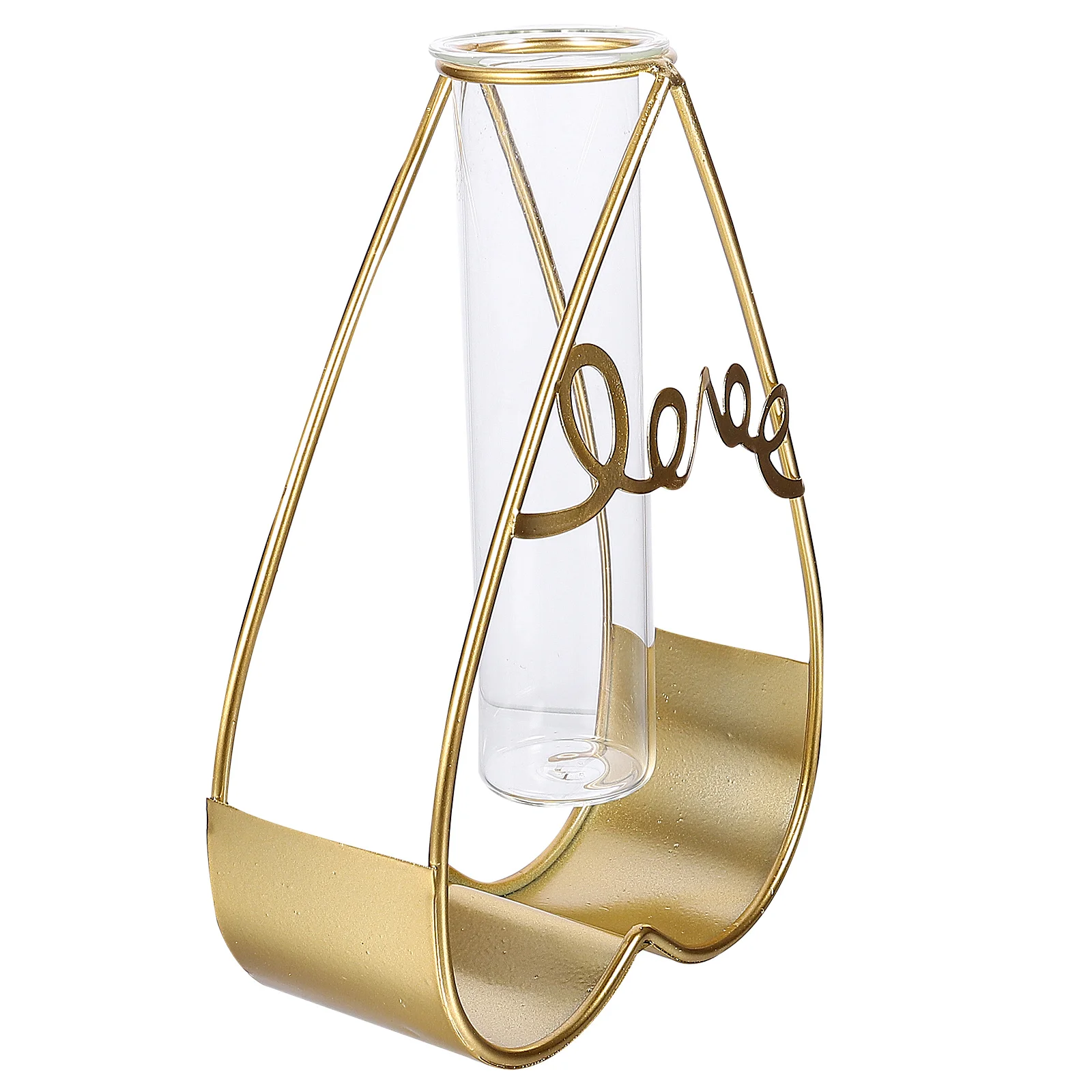 

Glass Tube Vase Heart Shape Iron Rack Hydroponic Container High Low Temperature Resistant Green Plant Glass Tube Flowerpot Art