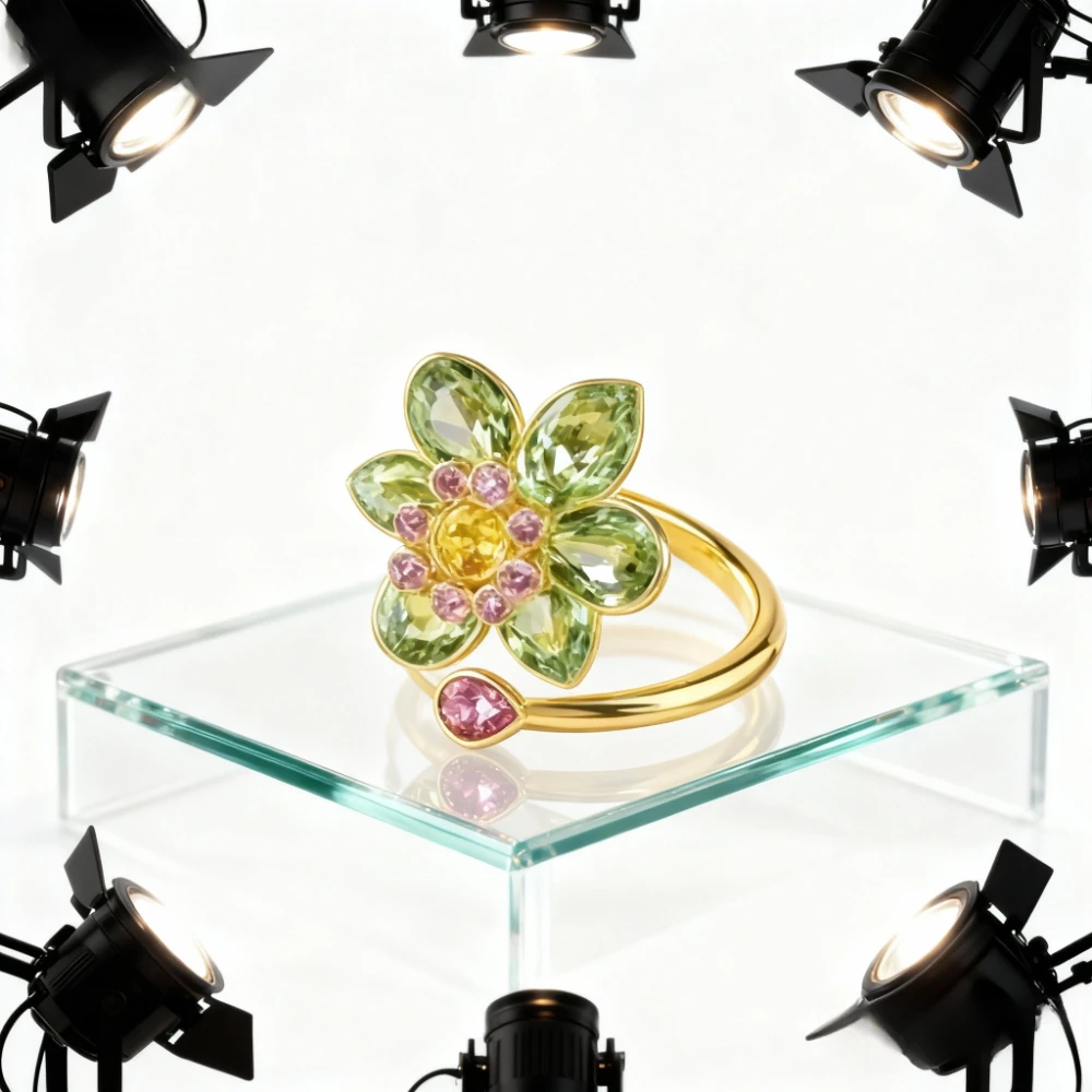 

2025 Trendy Jewelry Fashionable, Gorgeous, Colorful Floral - charm Open Ring, Trendy & Versatile for Parties, Ideal Bday Gift