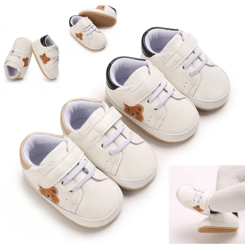 0-18M New Leather Boys and Girls Shoes Cartoon Cute Preschool Rubber Sole Anti slip First Walkers Baby Newborn Moccasins