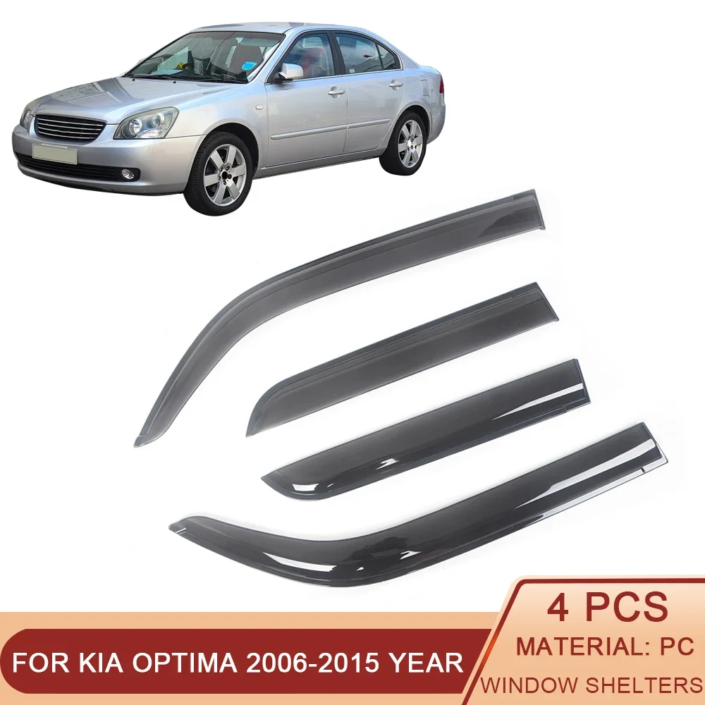 For Kia K5 Optima 2006-2015 Auto Side Window Wind Deflectors Visors Black Rain Guard Door Visor Vent Shades Dark Smoke Ventvisor