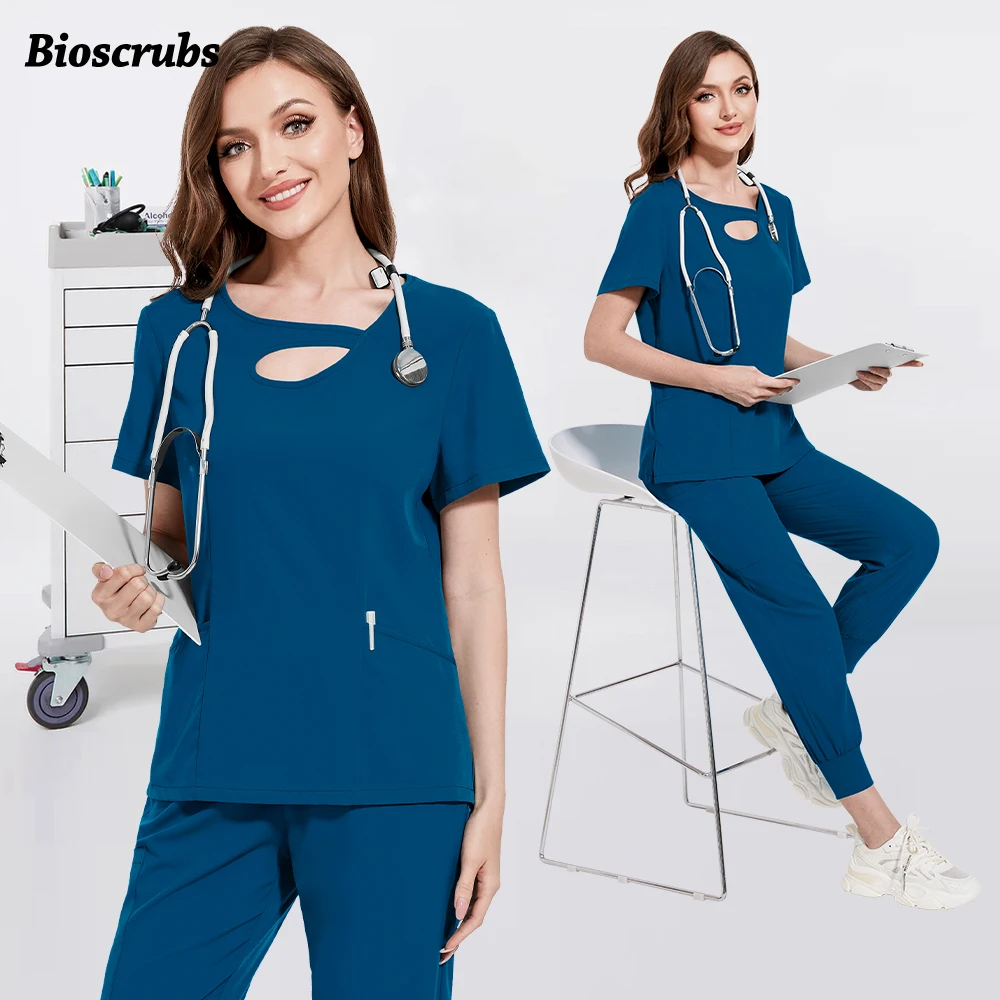 New Fashion Scrub Top Pants Jogger Set Nurse Uniform Women Breathable Quick Drying Medical Surgical Clothing Dentist Accessories
