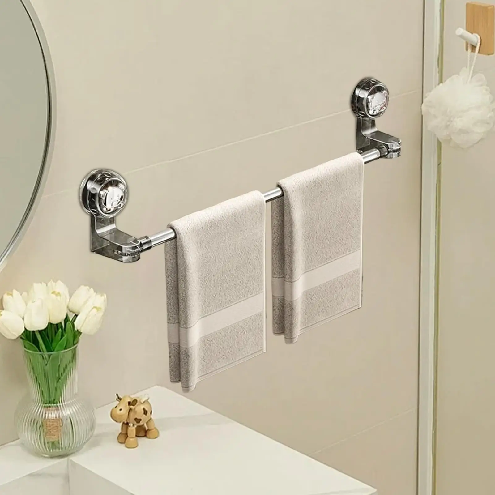 

Вешалка для полотенец для ванной комнаты, вешалка для полотенец, настенная штанга для хранения, регулируемый держатель на присоске, органайзер для хранения халатов, одежды