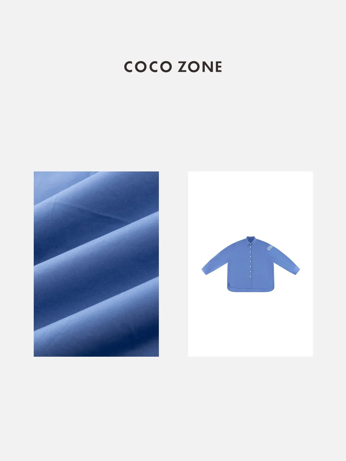 

Женская повседневная свободная рубашка средней длины с воротником-стойкой, 100% хлопок, премиум-качество, новинка ранней весны, синий оттенок Zone Blue Tone, длинный рукав.