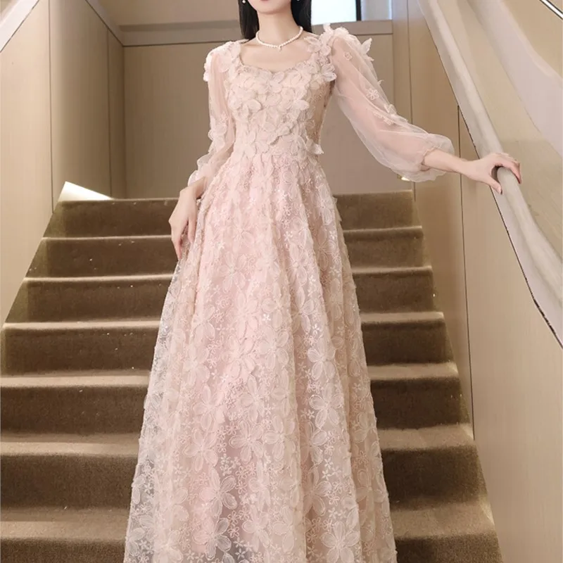 

New light luxury niche elegant temperament fairy pink dress