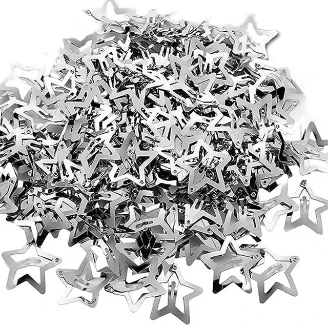 10/25/50/100/200 sztuk Y2K srebrna gwiazda spinki do włosów dla dziewczynek metalowy zatrzask spinki do włosów Barrettes uchwyt do włosów klejnot akcesoria do włosów