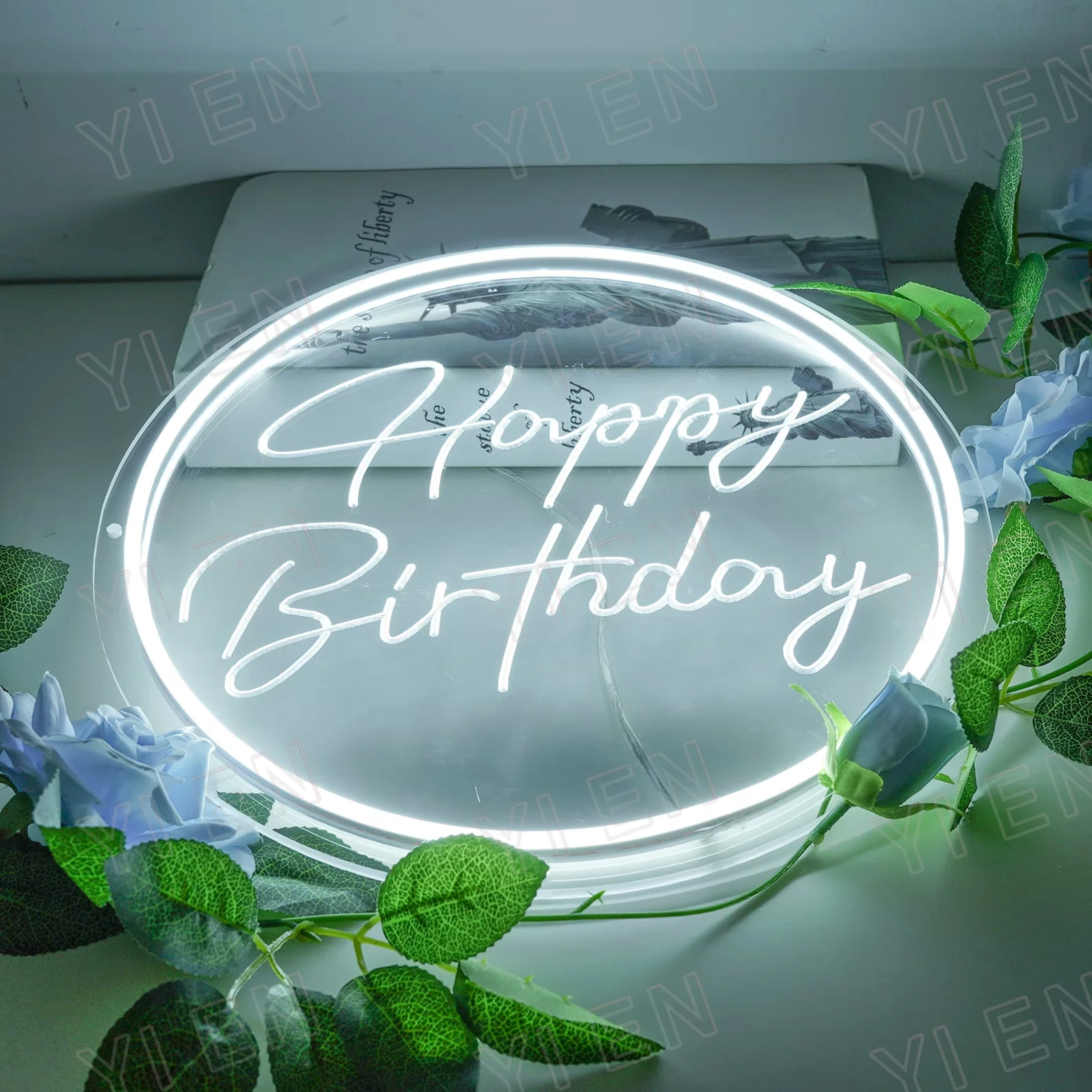 Imagem -02 - Sinal de Néon Personalizado para Wall Decor Luz Led Feliz Aniversário Decoração