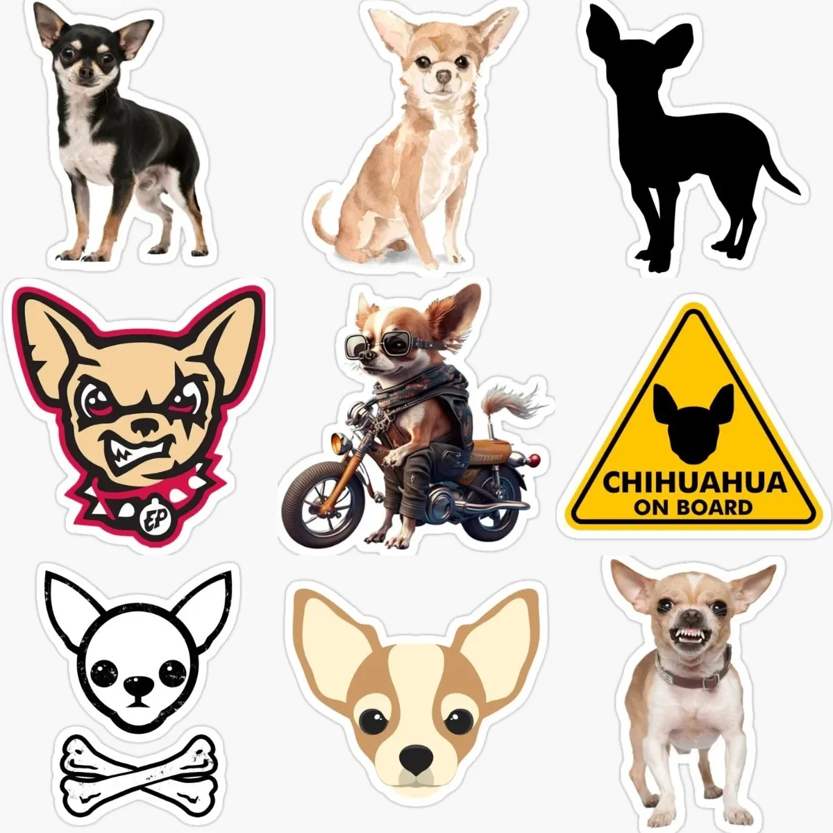 

Funny Chihuahua Dog PVC Stickers for Decorate Fridge Window Wall Car Bicycle Motorcycle Off-road Helmet Camper Bumper Decal