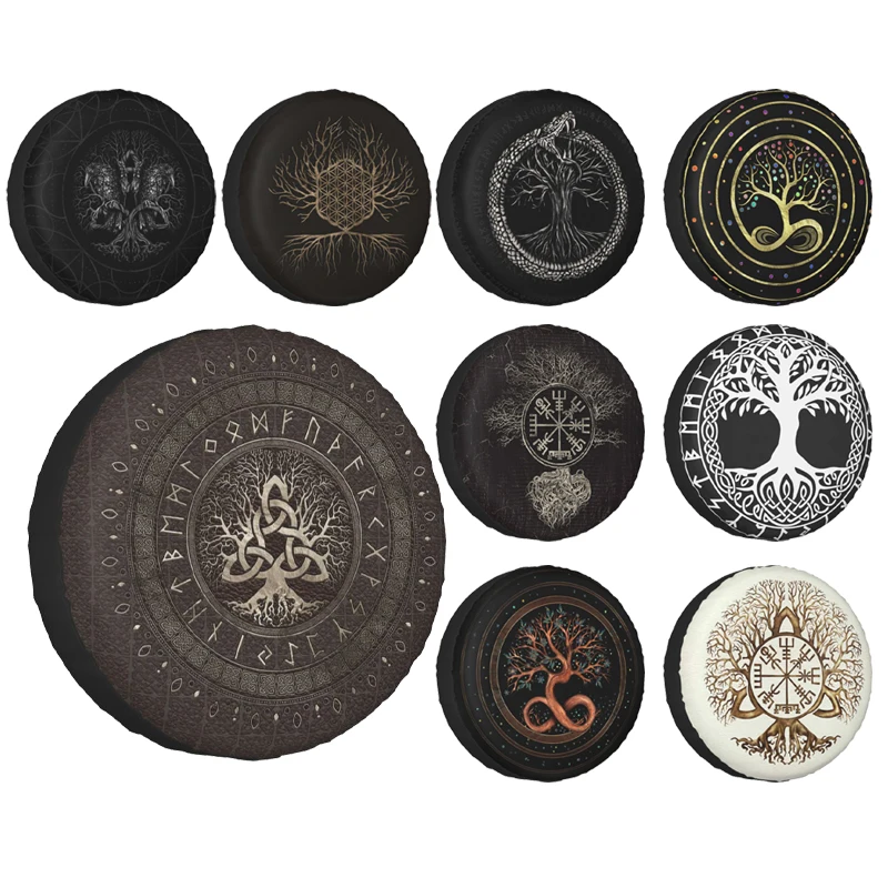 

Tree Of Life With Triquetra Brown Tire Cover Wheel Protectors Weatherproof Universal for Jeep Trailer RV SUV Truck Camper