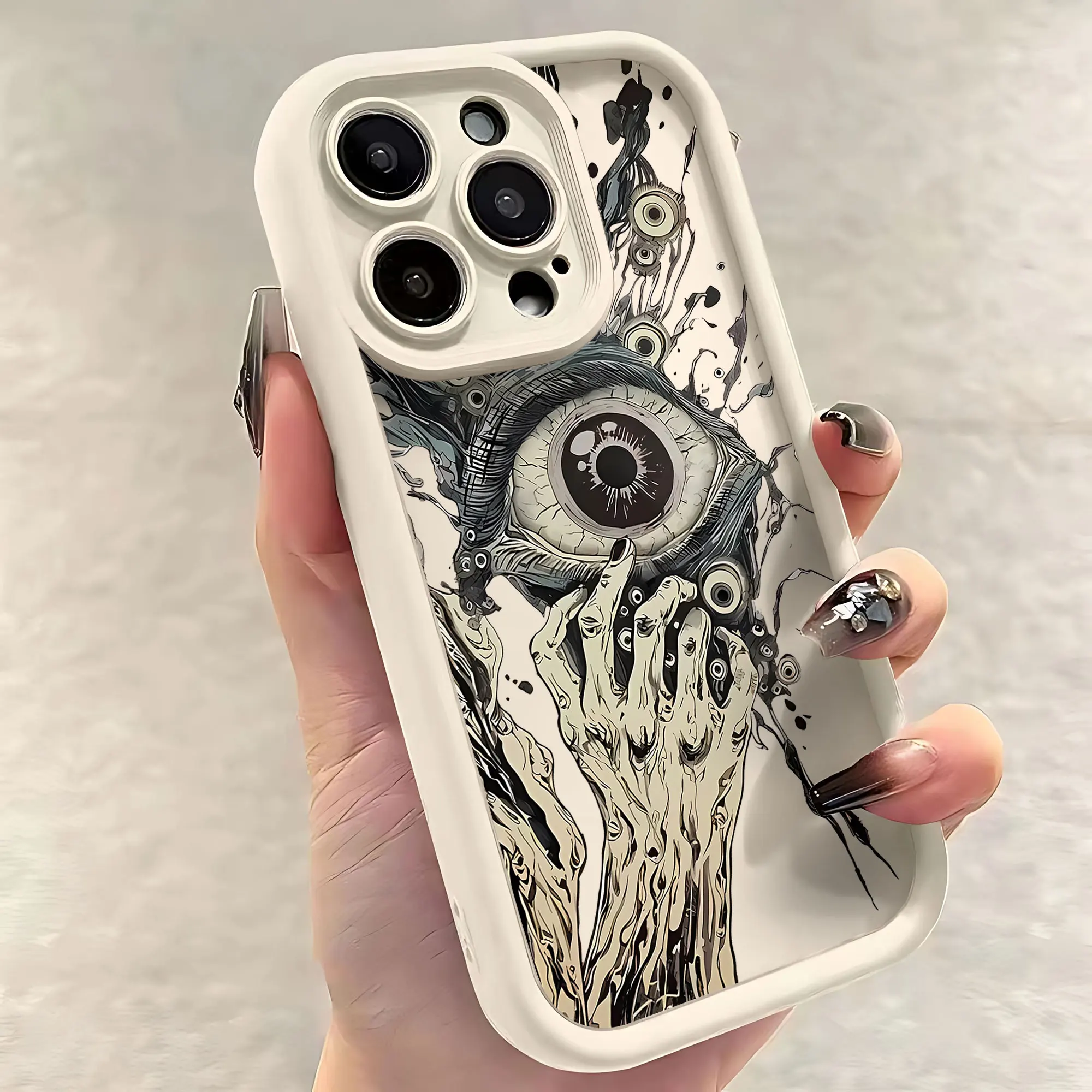 Ins The Eye of Cthulhu Phone Case For OPPO Reno 2 3 4 5 6 7 7Z 8 8T 10 11 Pro Plus 4G 5G Soft TPU Back Cover With Hand Strap