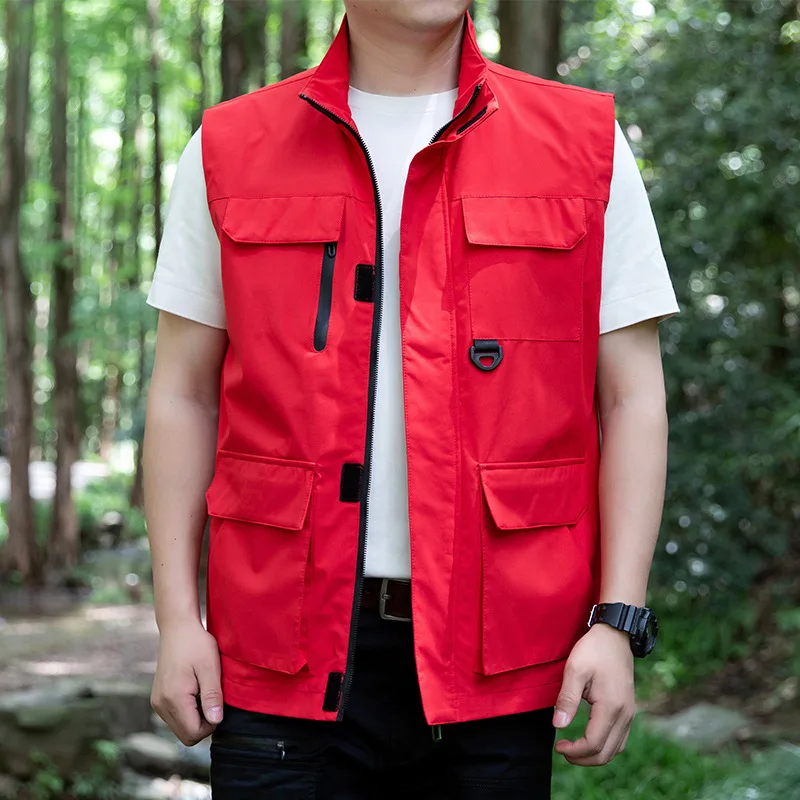 

Spring Autumn Men's Outdoor Fishing Photography Multi-Pocket Mesh Tooling Sleeveless Vest Jacket