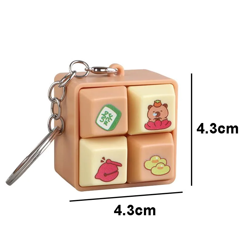 Portable Cute 4 Button Keyboard Fidget Toy Keychain Sound And Light Cartoon Design Stress Relief Sensory Clicker Toy For Adults