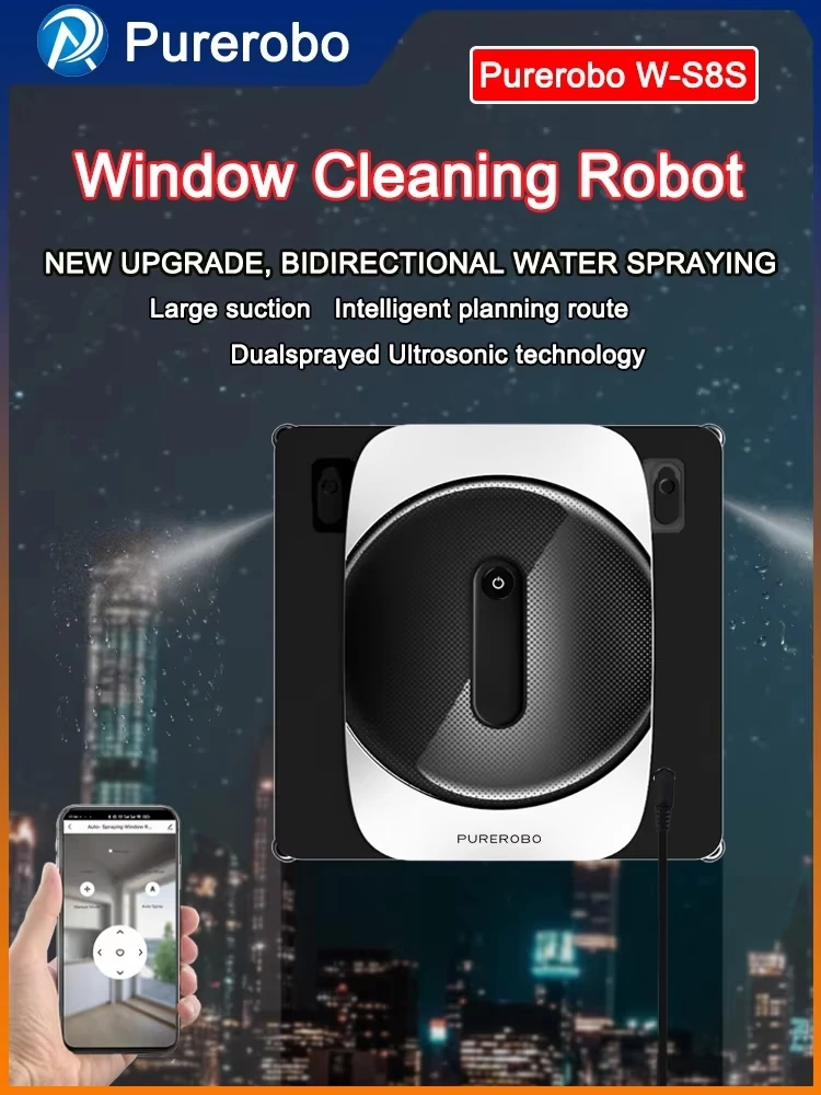 Purerobo W-S8S Fensterputzroboter mit APP, Staubsauger, Fensterreinigungsroboter, elektrischer Glasreiniger für Zuhause, Reinigungsroboter für Gläser – Detail 2