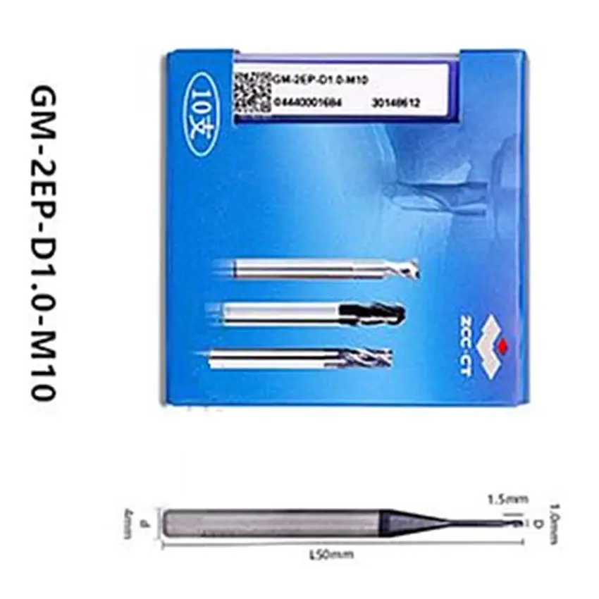 

GM-2EP-D1.0-M10 ZCC.CT GM-2EP Two edge straight shank long neck short edge flat end mills D1.0*10*50 2T 2 Flutes Flat End Mills