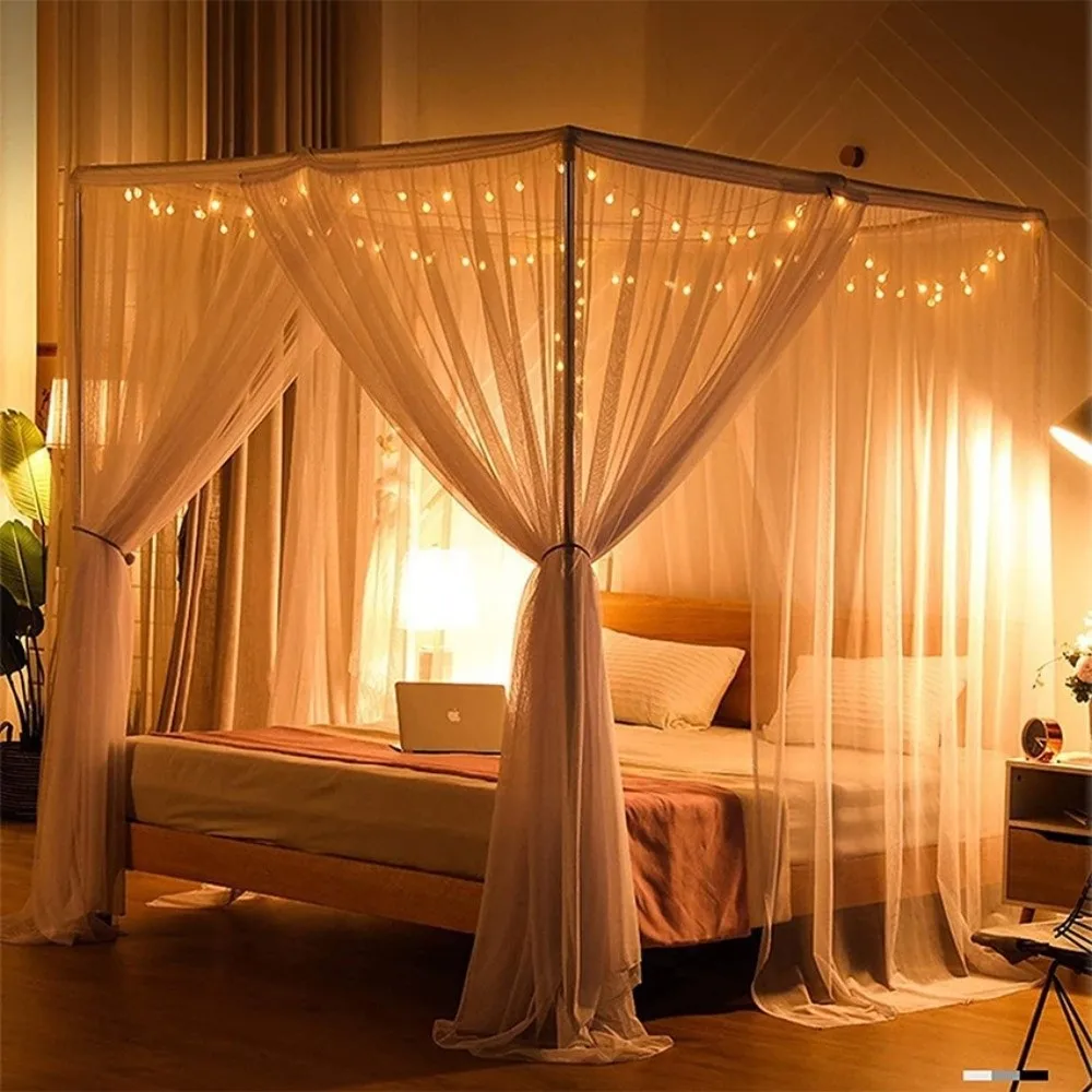 

New Four-Door Mosquito Net Netting Prevent Double Bed Size Insect Net Square Breathable Mesh Cover Home