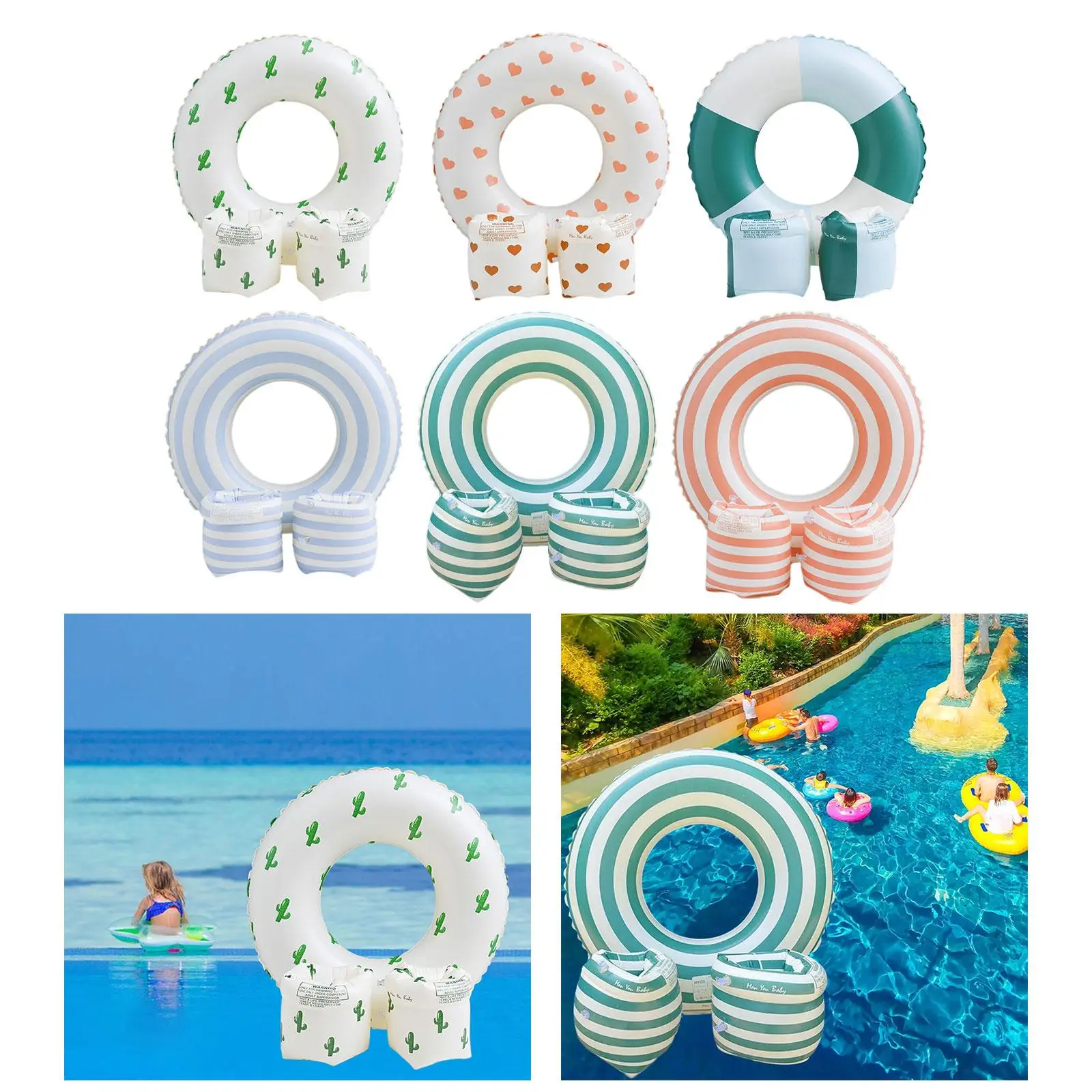 Swimming Float with Armbands Water Swim Float Swim Tubes Rings Inflatable Tubes for Pool Water Park Outdoor Vacation Beach