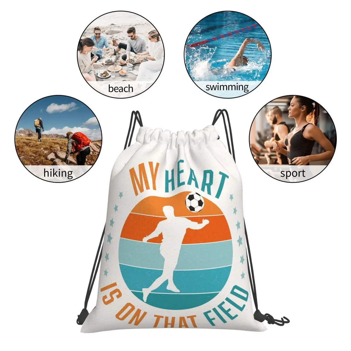 Football Passion Backpacks Multi-function Portable Drawstring Bundle Pocket Sundries Bag Book Bags For Man Woman School