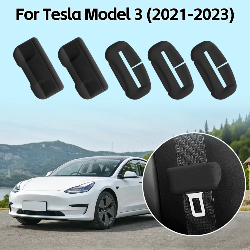 

Car Seat Belt Protective Cover For Tesla Model 3 2021-2023 Highland 2024-2026 Seat Belt Buckle Protective Cover Accessories ﻿