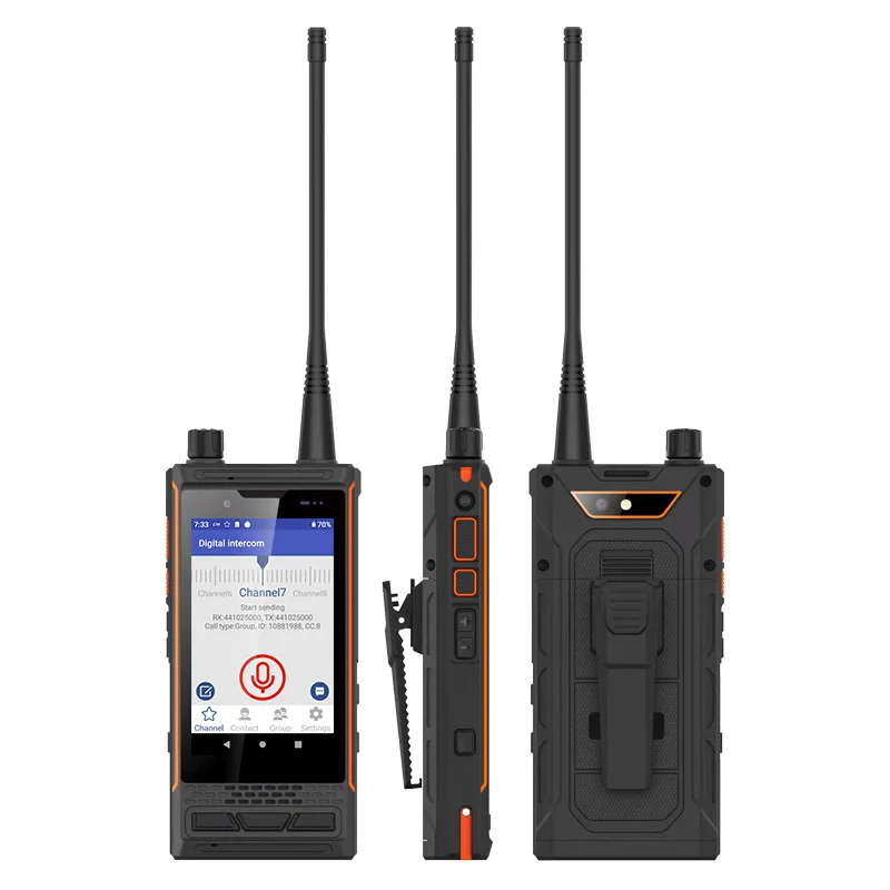 Uniwa MT6762สมาร์ทโฟน P4 4G 64G, IP68กันน้ำ4W DMR อนาล็อก walkie talkie talkie 3000mAh แอนดรอยด์9