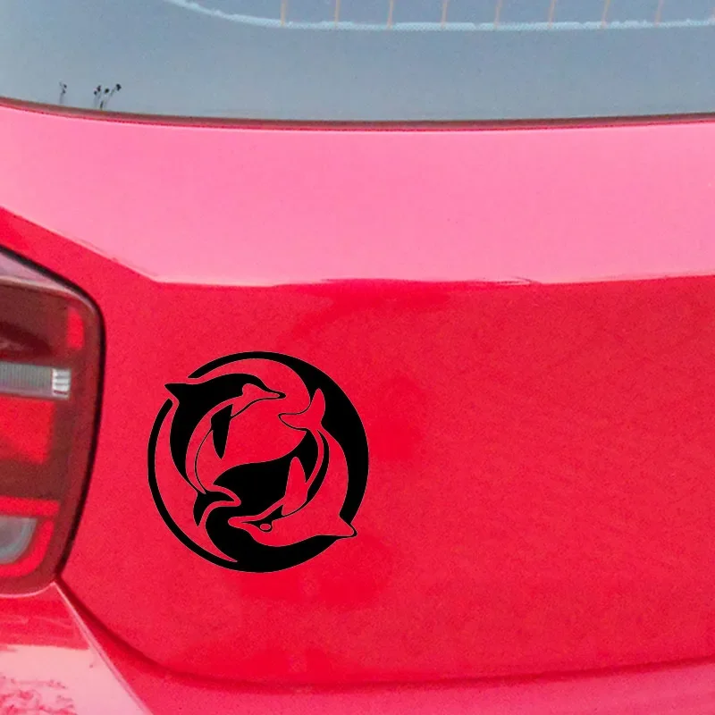 Elegant Marine Animal Yin-Yang Dolphin Design, Humanity's Best Friend, Car Window Bumper, Motorcycle Decorative Vinyl Sticker