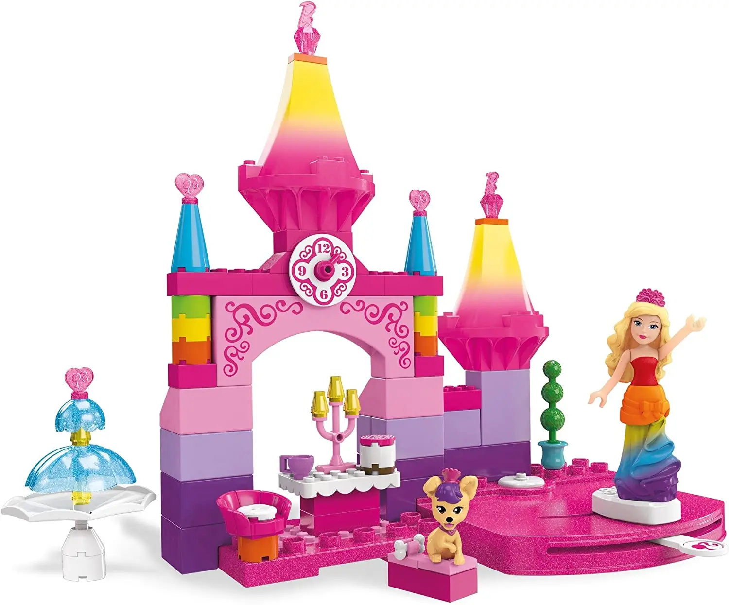 

Original Mega Construx Barbie Rainbow Princess Castle Toys for Girl Christmas Birthday Gifts Genuine Brand Toys for Children