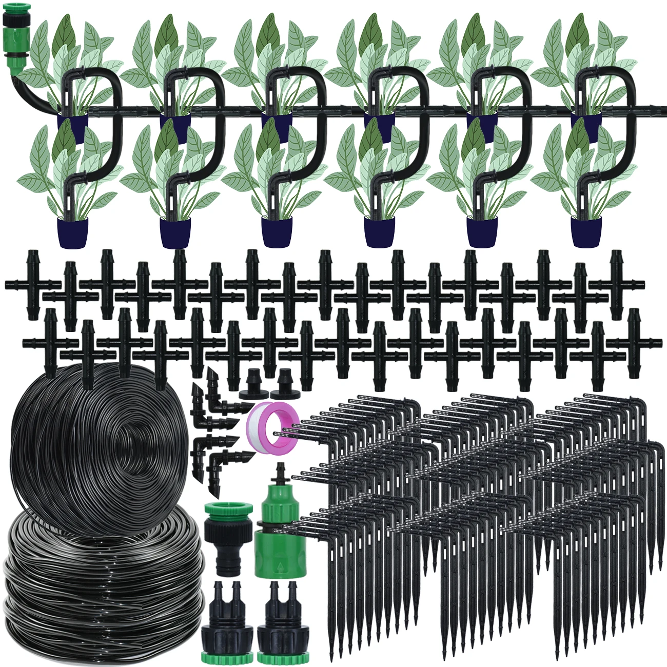 Zestaw do nawadniania kropelkowego szklarni System automatycznego nawadniania ogród 4-drożny 4/7mm do 3/5mm kroplownik węża do roślin doniczkowych