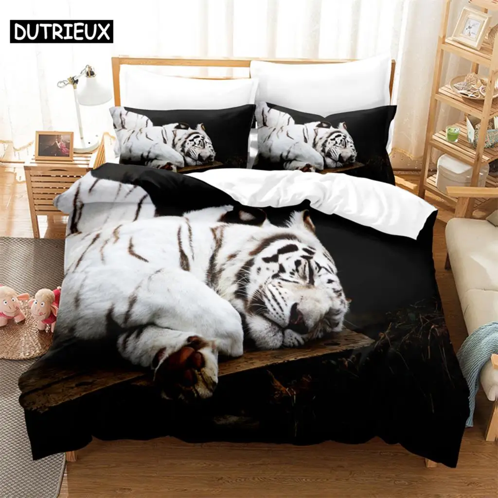 Tiger 3D Digital Bedding Set,Duvet Cover + Pillowcase,Popular Style 2/3 pcs.(No padding No sheet) queen bedding set