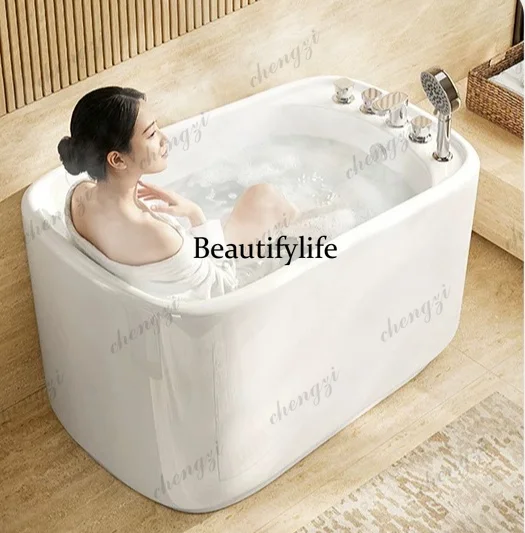 Bathroom Household Small Unit Deep Soaking Bathtub Freestanding Mini Acrylic Japanese Movable