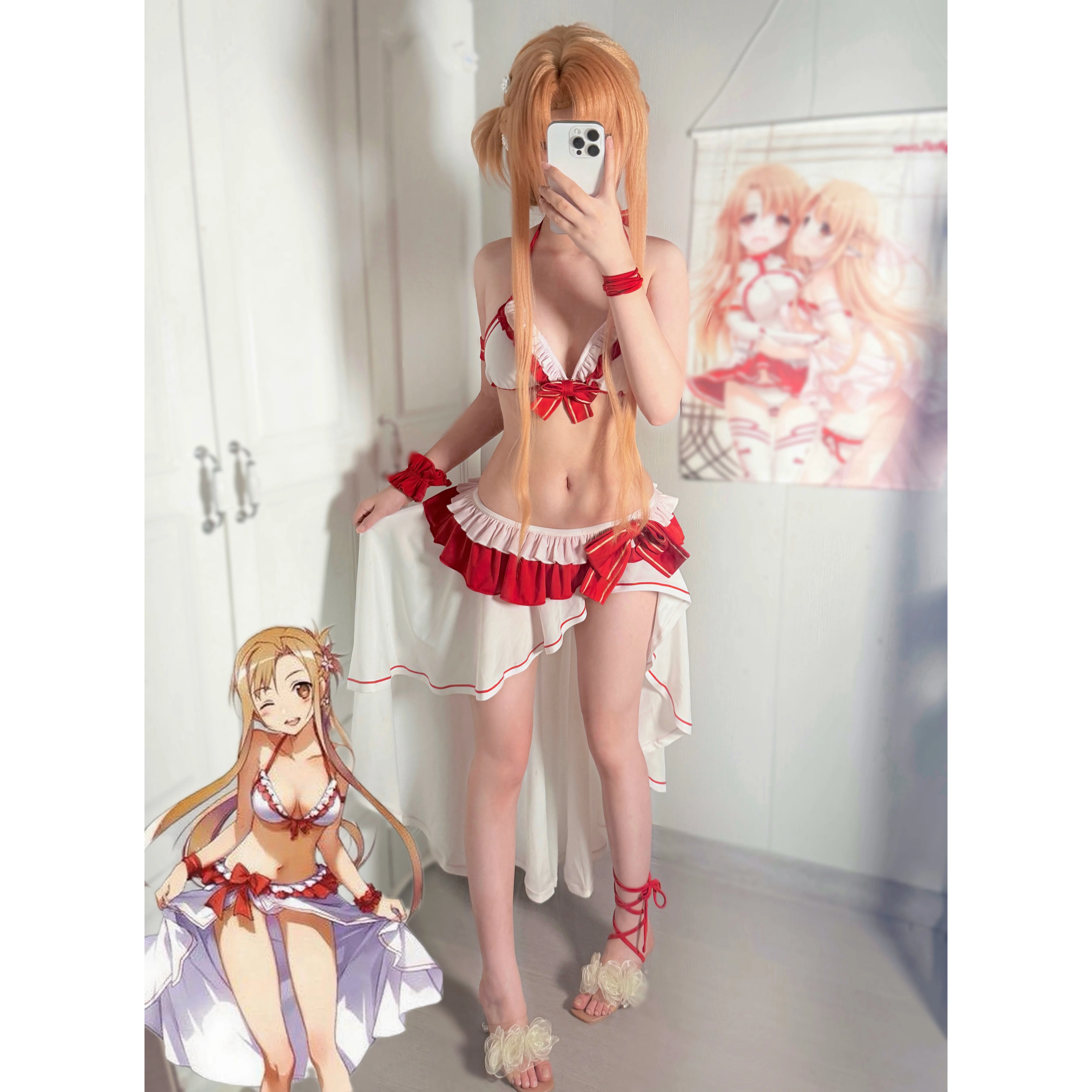 

SAO Asuna Konno Yuuki Swimsuit Cosplay Costume for Women Sexy Lingeries Hot Adults