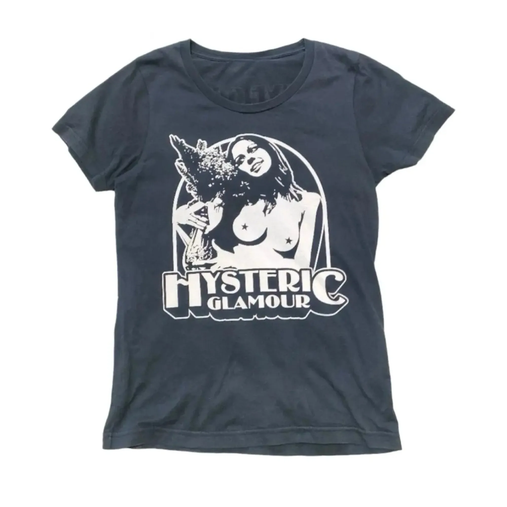Hysteric Glamour 90s Retro Style Charcoal Reprint T Shirt for Men Women Y2k Graphic Short Sleeve Shirt Unisex Men Women Summer image 6