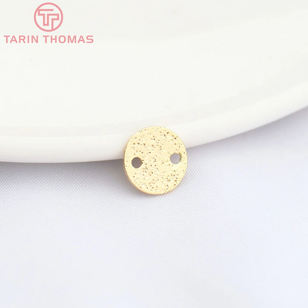 (4754)20PCS 8MM Hole 1MM 24K Gold Color Plated Brass Round Connector High Quality DIY Jewelry Accessories Wholesale