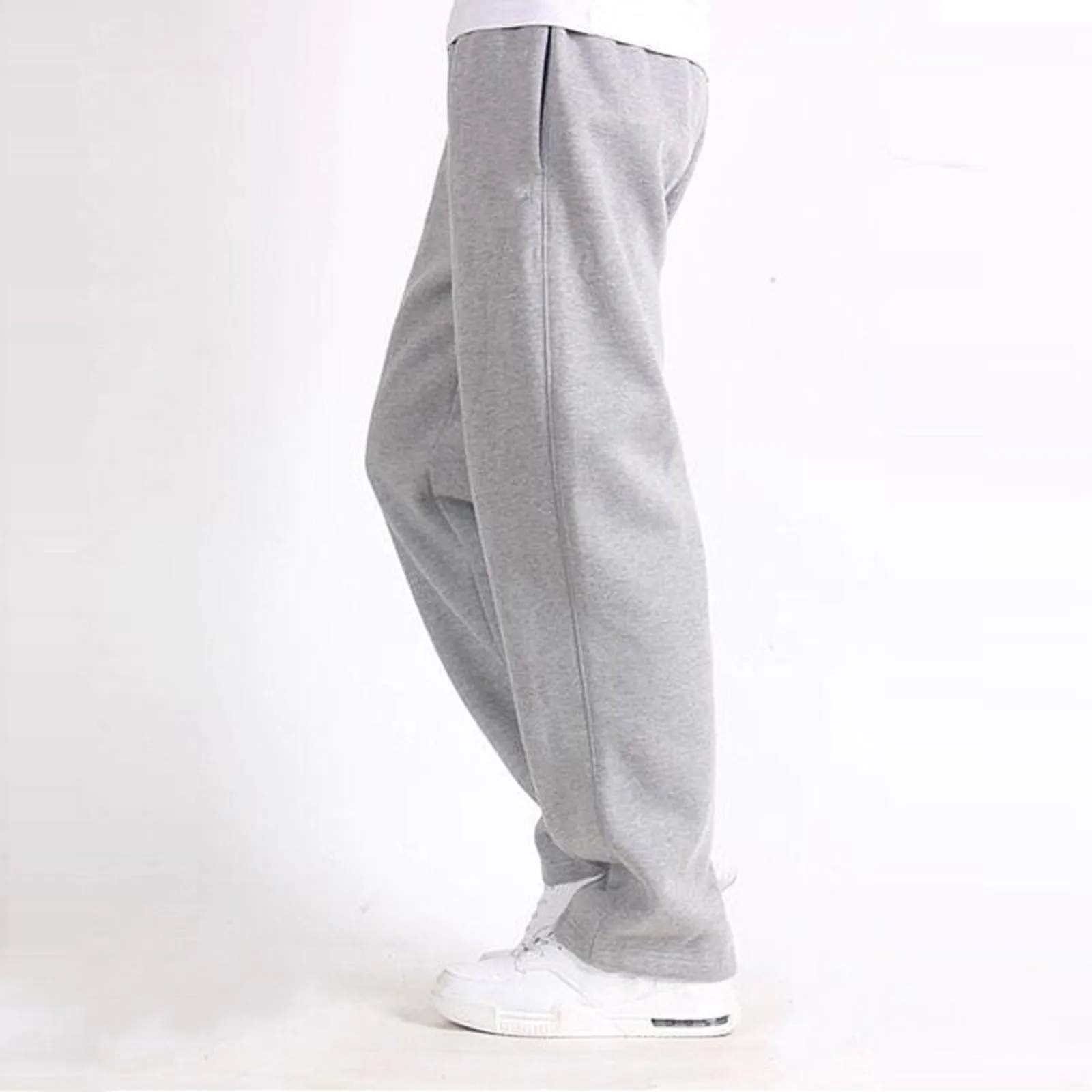 Spring Men Plus Size Pants Solid Baggy Loose Elastic Pants Cotton Sweatpants Casual Pants Autumn Straight Trousers