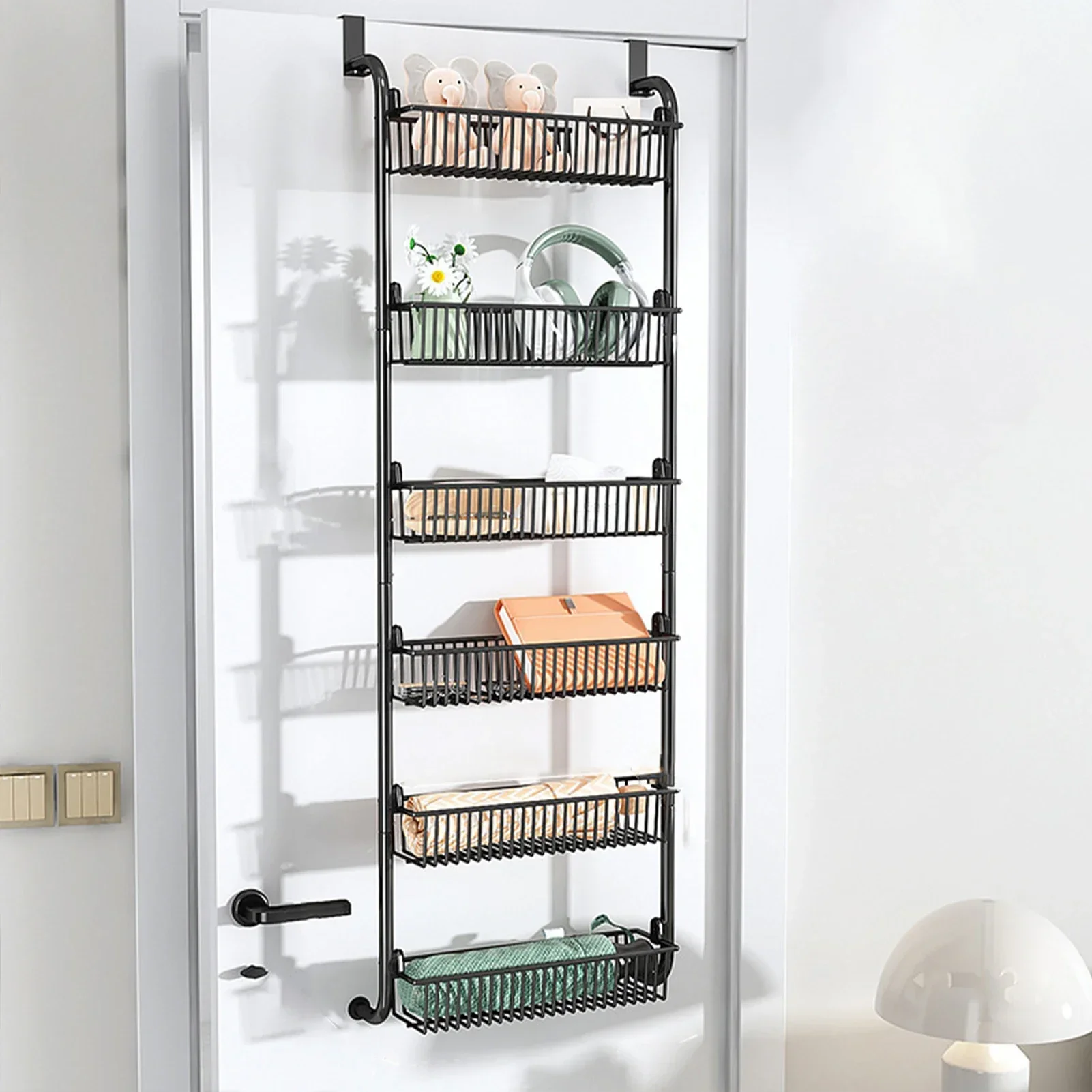 

Behind Doors Hook Type Hang Storage Rack 4/5/6 Tier Over The Door Hanging Organizer Shelves Pantry Wall Mount Organization