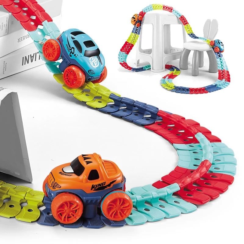 

Flexible Railway Car Toys Changeable Track with LED Light Race Car DIY Assembled Racing Track Set Creative Toy For Kids Children