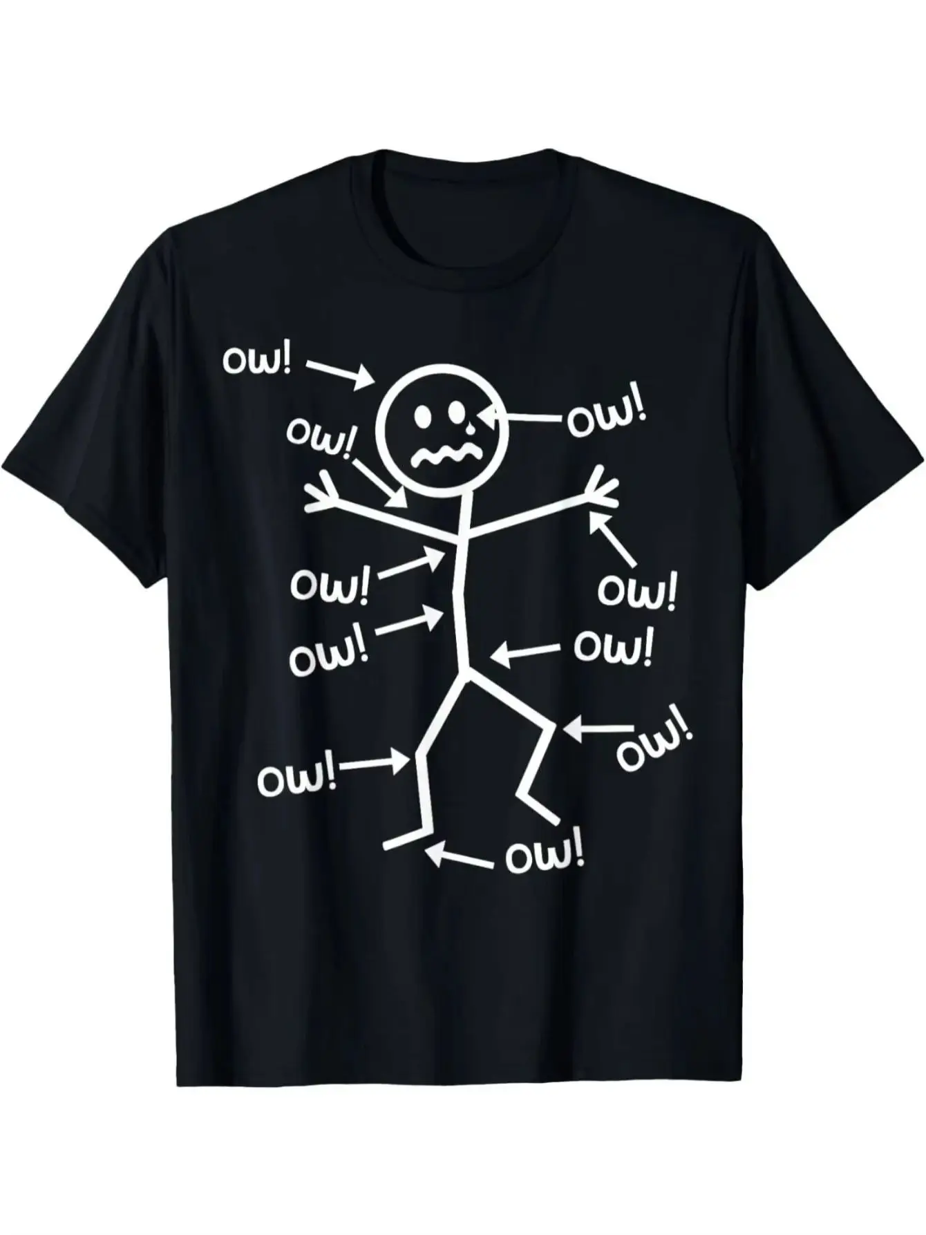 Funny Chronic Pain Awareness Graphic Printed Short Sleeve Ow Ow Ow T-Shirt Round Neck T Shirts Casual Summer Y2k Clothing Unisex
