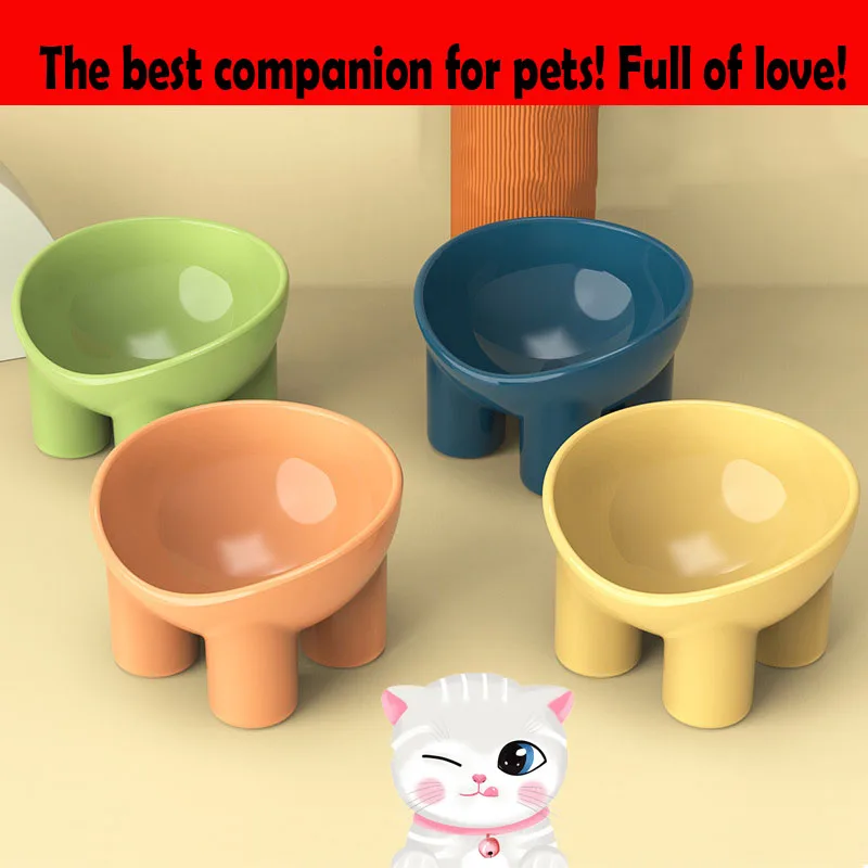 

Cat Bowl High Foot Dog Bowl Neck Protector Cat Pet Food Water Bowl Antioverturning Binaural Pet Feeding Cup Pet Feeder Bowl