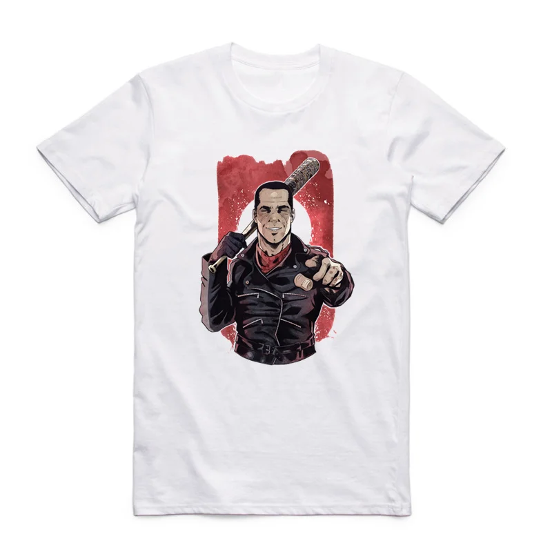 Asian Size Men And Women Printing Negan Lucille T-shirt Summer Casual O-Neck Short Sleeves The Walking Dead T-shirt HCP4128 - view 3
