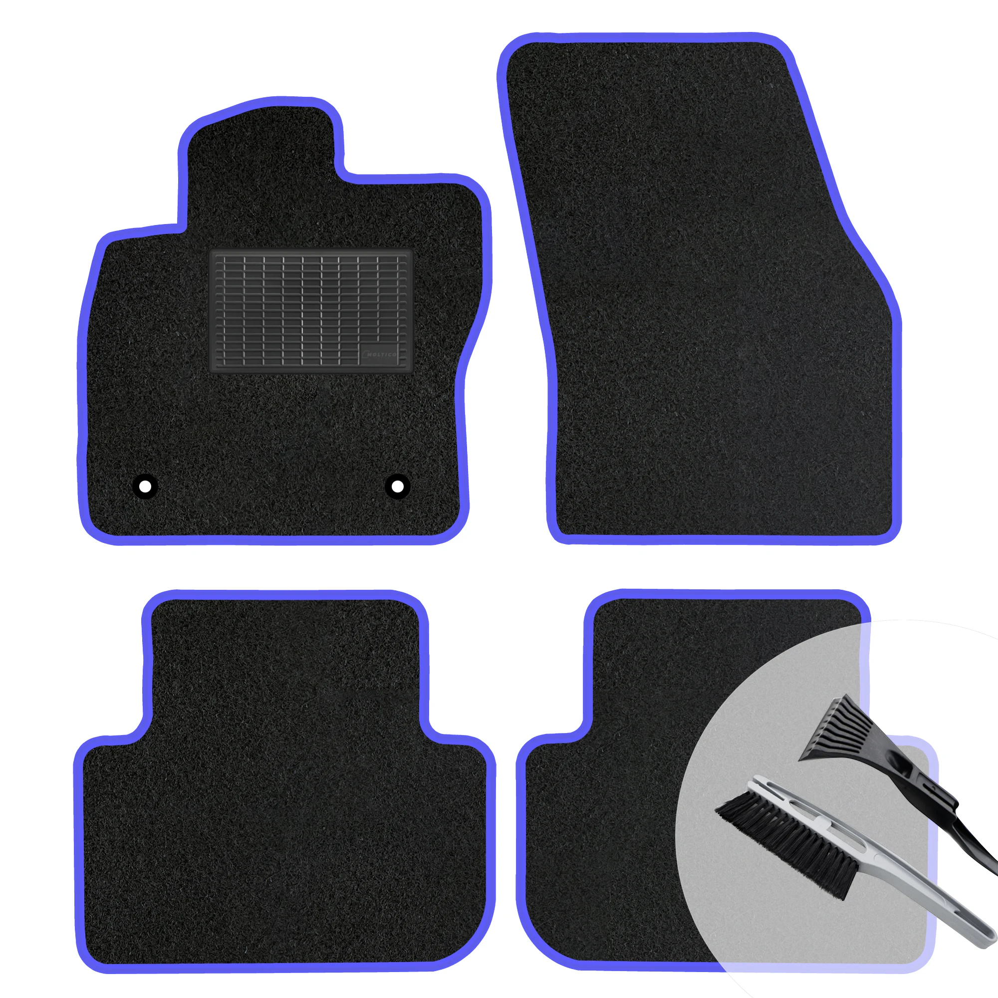 Autovloermatten, velours, blauwe kleur – geschikt voor: Mazda 6 I, bouwjaar 2002-2007.