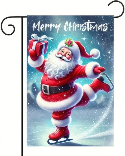 Santa Claus Christmas Flag - 12x18 Double Sided Small Christmas Flags for Winter UUI GGX
