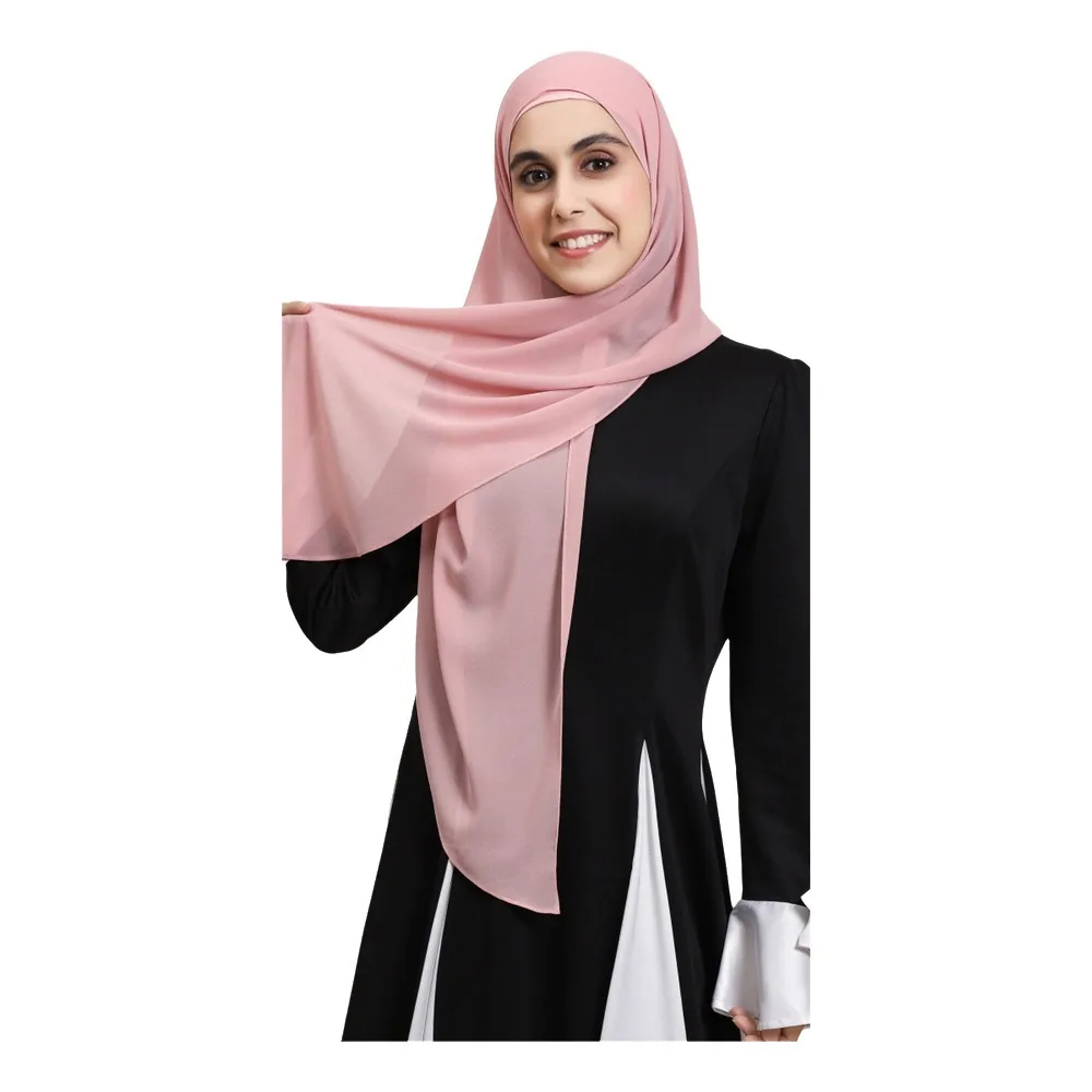 

New Magnetic Buckle Instant Chiffon Hijab Ready to Wear Plain Hijab Scarf Large Size Solid Color Long Shawl For Women