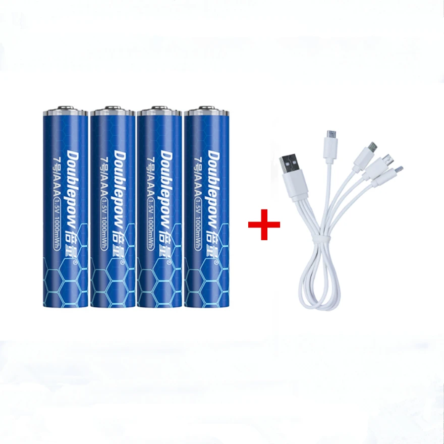 

4pcs/lot New 1.5v 1000mWh AAA rechargeable battery USB AAA rechargeable lithium battery with Micro USB cable for fast charging