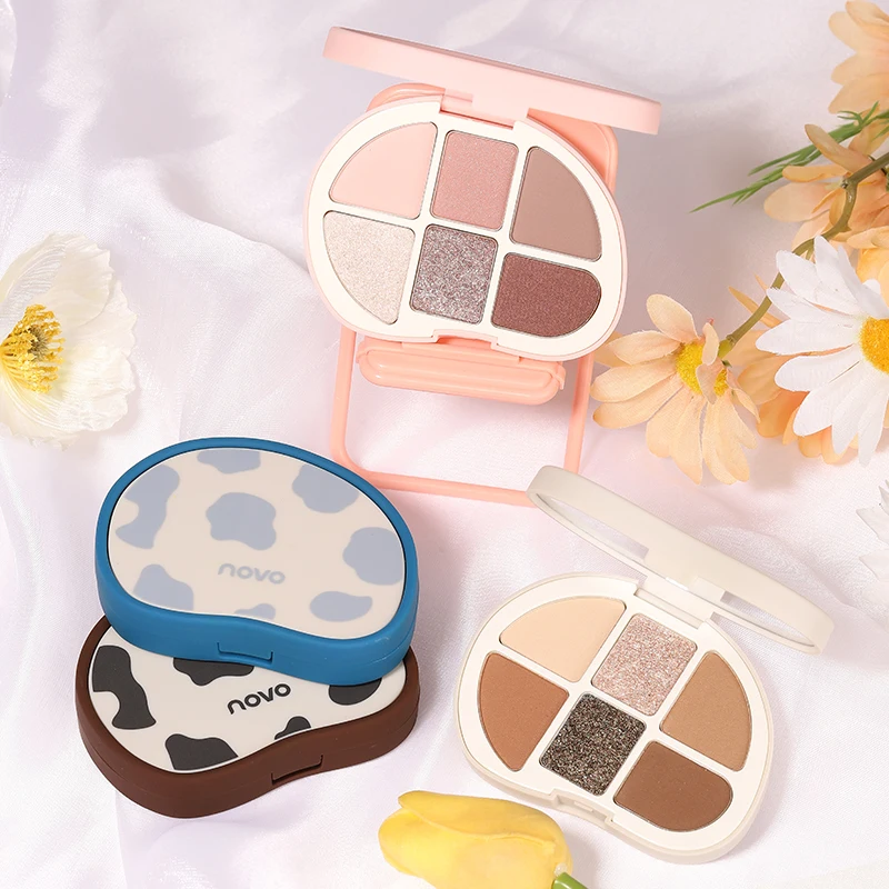 Daily Shiny Milk-Tea 6 Colors Pressed Powder Shadow Palettes Glitter Matte Eye Shadow Long-Wear Pigmented Metallic Bright Makeup