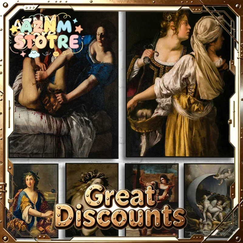 Renaissance Italian Baroque Vintage Feminist Poster Artemisia Gentileschi Artists Canvas Painting Wall Art for Room Home Deco