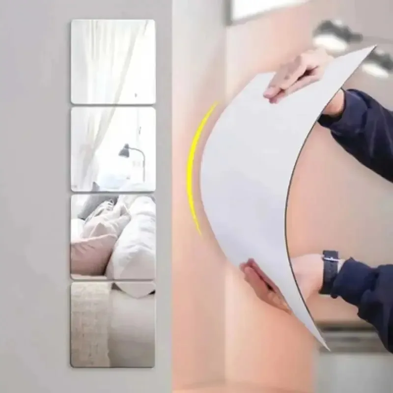 ملصق حائط بمرآة أكريليك ذاتي اللصق - قطعة واحدة، خاص لتزيين الحمام، أيضًا ملابس كاملة الجسم لغرفة نوم الطلاب #2