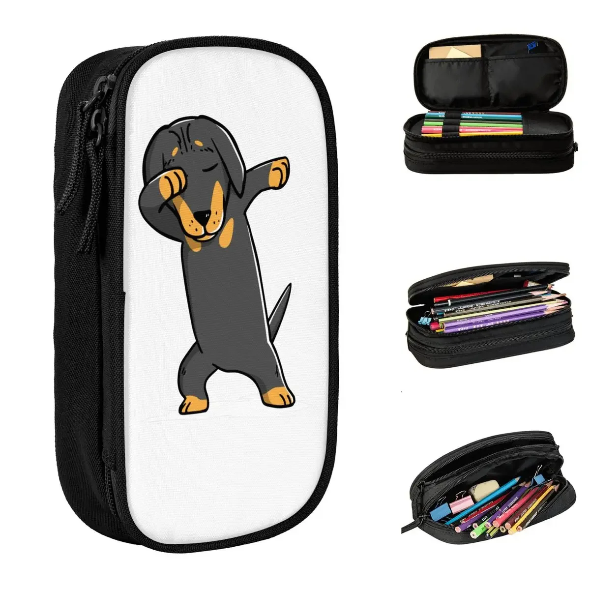 

Dabbing Dachshund Funny Doxie Pencil Case Pen Holder Bags Kids Large Storage Students School Zipper cases