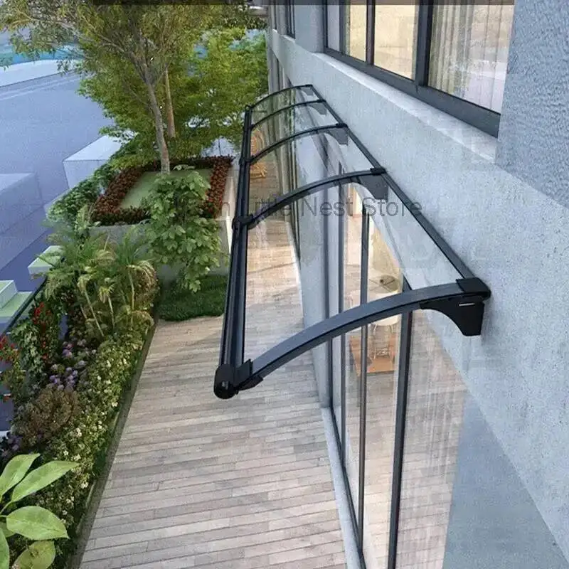 Personality Metal Awning for Terrace Blue Durable Board Smooth Awnings Modern Unique Household Outdoor Awning for Restaurant