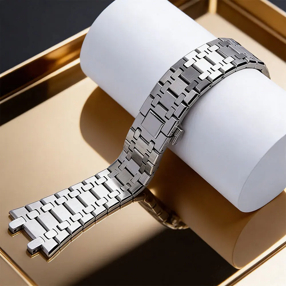 

Ремешок для часов из цельной нержавеющей стали 904 для AP 15400 15703 AP ROYAL OAK Audemars Piguet Royal Oak, ремешок для часов 26 мм, мужской браслет