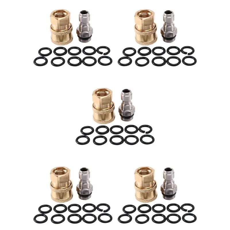 A02M-5X Pressure Washer Adapter Set,1/4 Inch Quick Disconnect Kit With 50 Pack O-Ring.5000 Psi