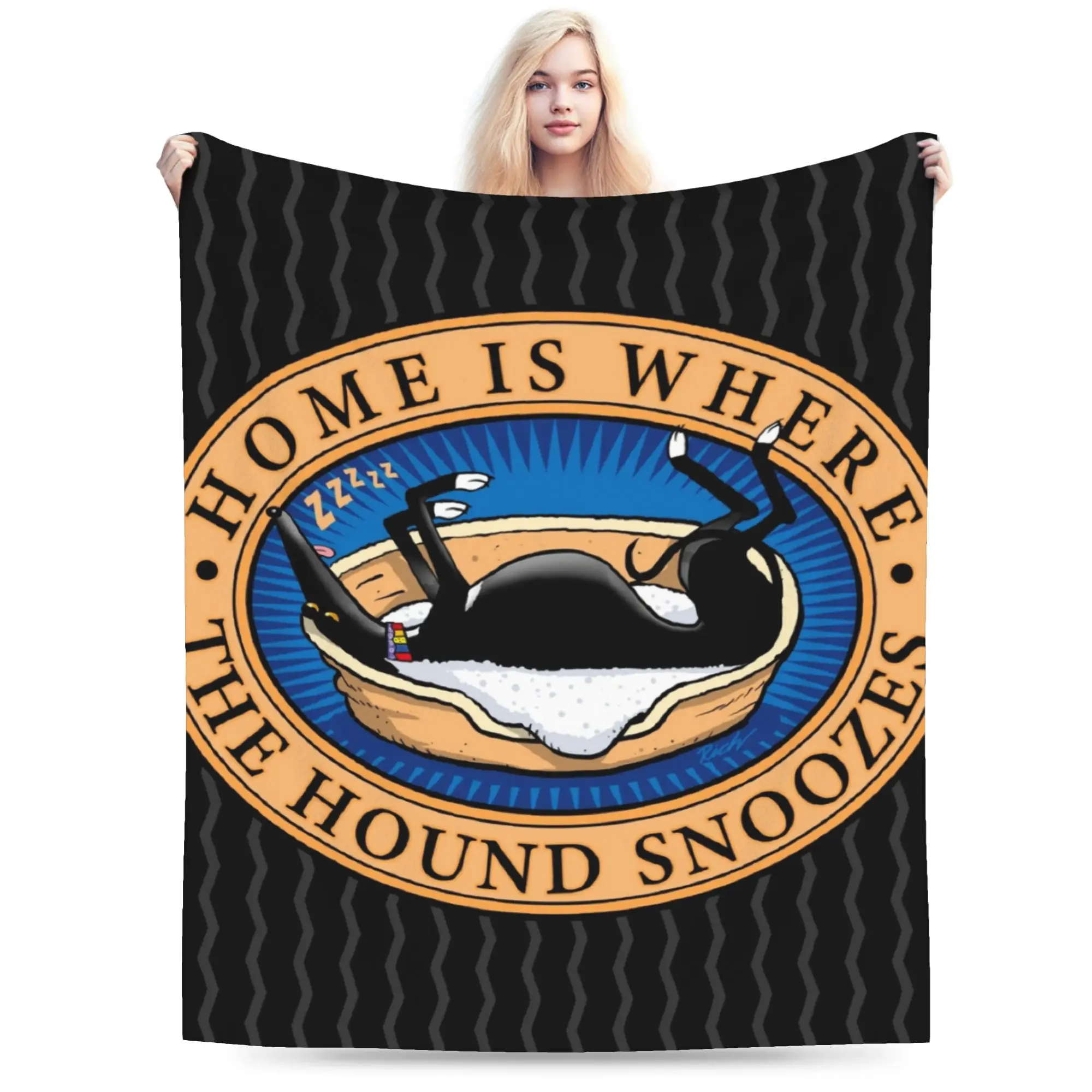 Custom 3D Printed Home is Where the Hound Snoozes Blankets Soft Flannel Whippet Greyhound Dog Throw Blanket for Couch Car Bed