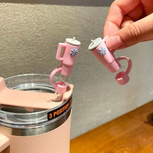 컵 빨대 뚜껑, 스탠리 30 및 40 Oz 실리콘 빨대 커버, 먼지 플러그, 귀여운 컵 장식 액세서리 